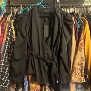 Elegant Black Kendall and Kylie wrap blouse